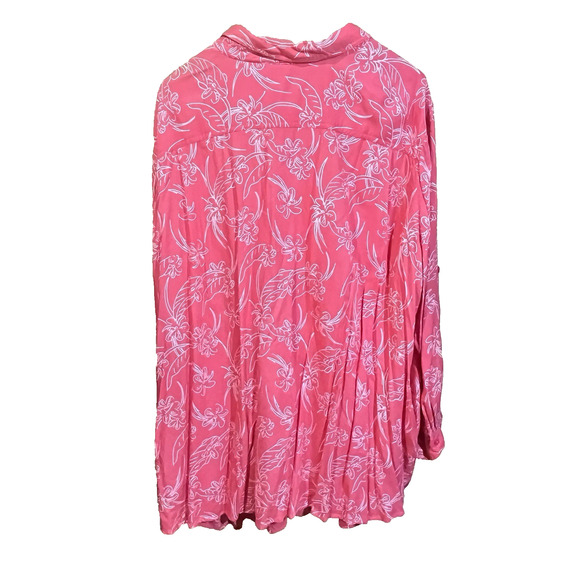 Woman Within Floral Button Down Blouse Top Size 5X Blue Lightweight Flowy Office - Picture 2 of 11